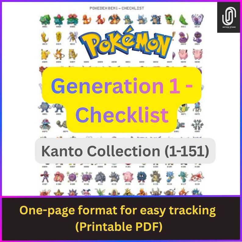 Pokémon Gen 1 Checklist (1–151) | Printable PDF | Kanto Collection