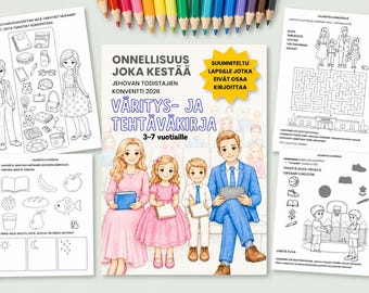 PDF-tehtäväkirja lapsille / Aluekonventti 2026 / Onnellisuus joka kestää / Väritettäviä tehtävirja