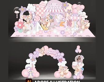 Disney Linabell Theme Decoration Artwork Template Mockup Backdrop  Photoshop File