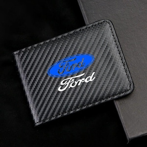 Porte-carte grise et permis de conduire Ford en fibre de carbone