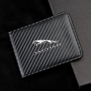 Porte-carte grise et permis de conduire Jaguar en fibre de carbone