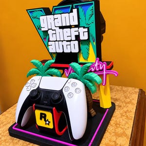 GTA 6 Inspired Controller & Headphone Stand | Gaming Desk Organizer | PS5 Controller Holder | Gamer Room Decor