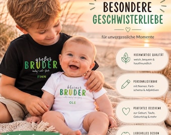 Personalized Little Brother Baby Bodysuit with Name | Little Brother Bodysuit | Baby Shower Gift | Sibling Bodysuit for Boys