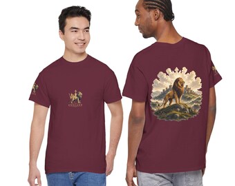 雄大なライオンのイラストTシャツ｜ヴィンテージ風野生動物グラフィックTシャツ