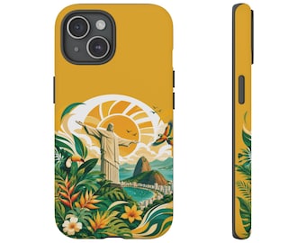 リオデジャネイロのスマホケース | キリスト像のトロピカルアートカバー