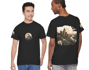 城の風景Tシャツ｜ヴィンテージサンセット風景Tシャツ