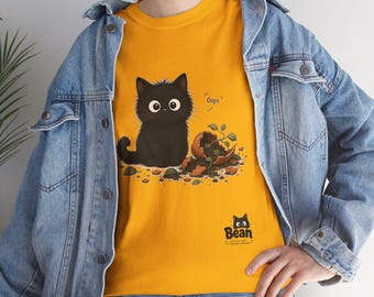 黒猫とカボチャのTシャツ | かわいいハロウィン猫のイラスト
