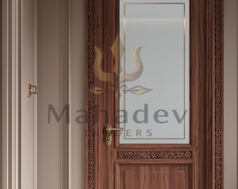 Hand Carved Teak Interior Door | Luxury Solid Wood Floral Medallion Entry Door