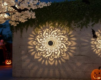 Mandala Projector Solar Light | Boho Outdoor Wall Lamp | Bohemian Garden Decor