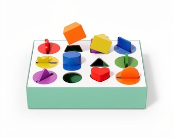Montessori Wooden Geometric Solids Sorting Toy | 3D Shape Color Learning for Toddlers