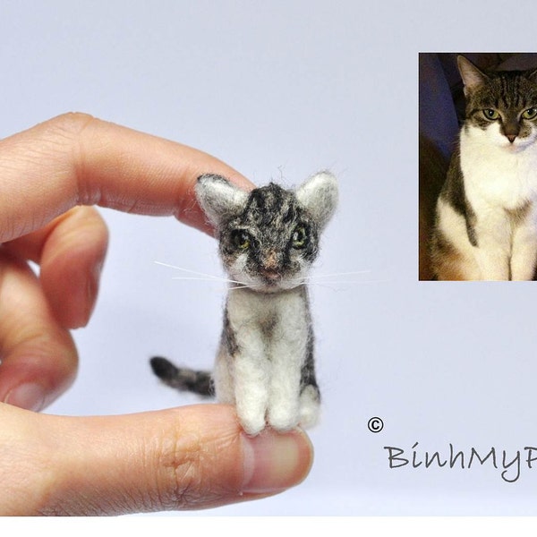 needle felted cat kitten - Your cat as a pendant - custom made -  keychain - OOAK miniature -  Filzk