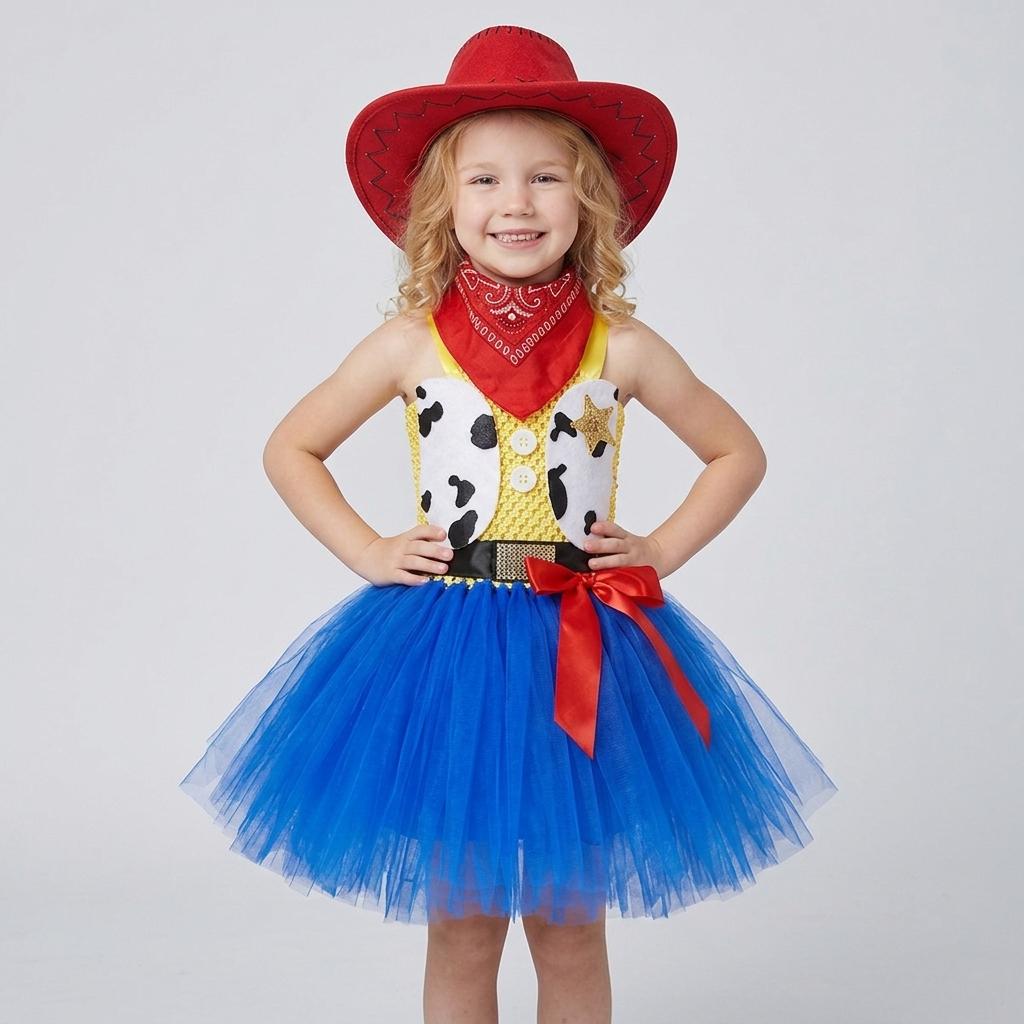 Girl Cowgirl Style Costume Dress Kids Cotton Tutu Party Wear Outfit