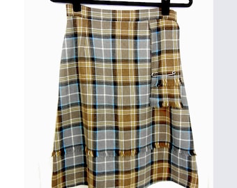 Tartan wool kilt from Scotland by Kilmahog / women's skirt / plaid wool / costume