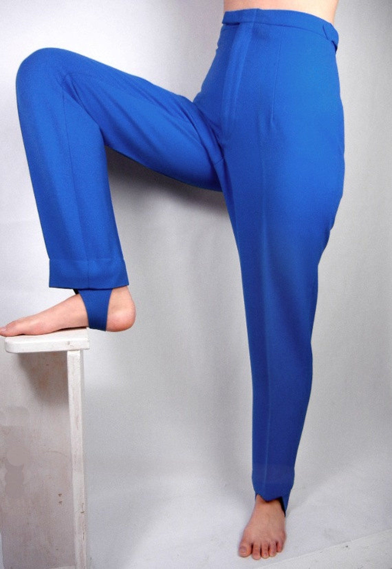 Vintage blue ski pants with stirrups from 1960s stretch Slim & Etsy