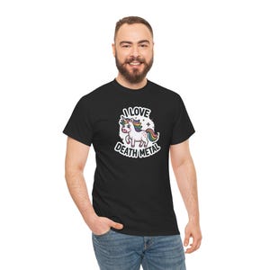 I Love Death Metal Unicorn T-Shirt - Cute Cartoon Metal Tee