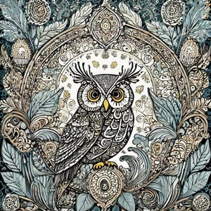 140 Owl Coloring Pages - Printable PDF Coloring Book with Mandala Designs - Black and White & Grayscale Color Page for Kids and Adults