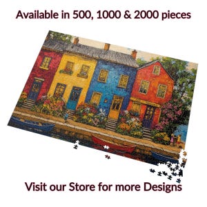 European Seaside Village Impressionist Style Puzzle Art – Artistic Jigsaw for Adults 500, 1000 & 2000 Piece Difficult Jigsaw Puzzle in a Tin