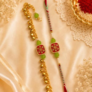 Designer Bhai Bhabhi Rakhi Set Couple Rakhi Handmade Kashmiri Rakhi Raksha Bandhan Gift Traditional Brother and Sister in Law Rakhi
