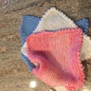 Hand Knitted, hand made baby baby blanket, that will bring comfort to your baby for years to come. A Memorable gift. image 5