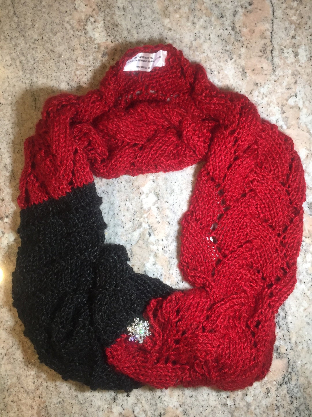 Designer Infinity Scarf, Neck Warmer, Lacy Scarf, Hand Knitted, One of