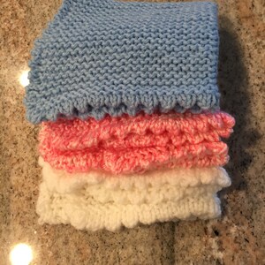 Hand Knitted, hand made baby baby blanket, that will bring comfort to your baby for years to come. A Memorable gift. image 7