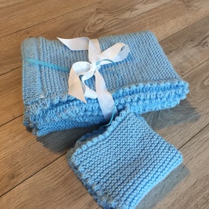 Hand Knitted, hand made baby baby blanket, that will bring comfort to your baby for years to come. A Memorable gift. image 1