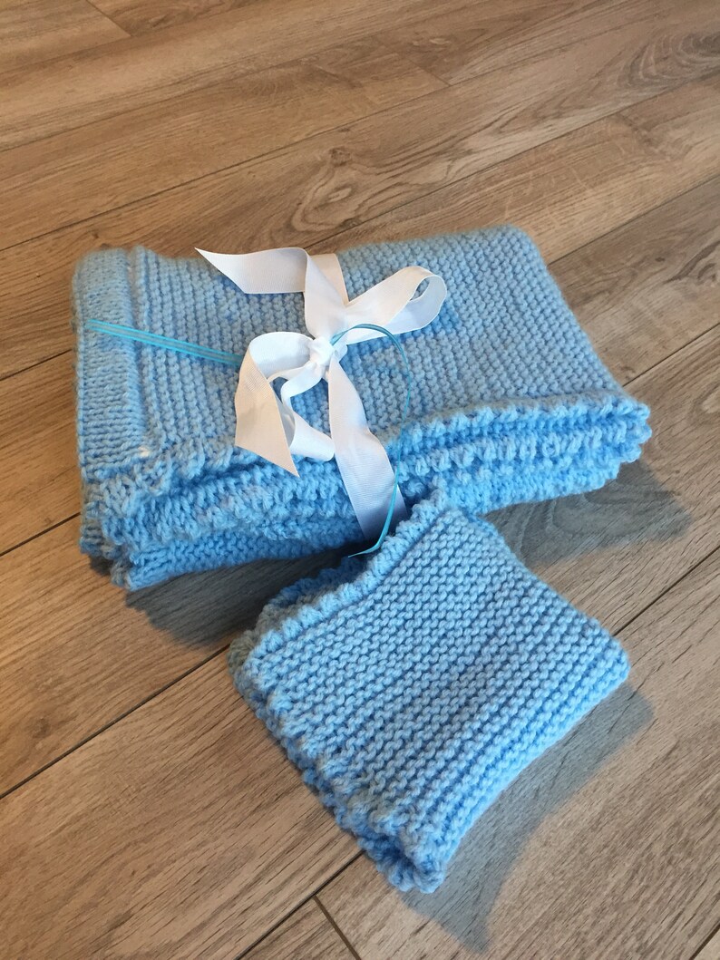 Hand Knitted, hand made baby baby blanket, that will bring comfort to your baby for years to come. A Memorable gift. image 1