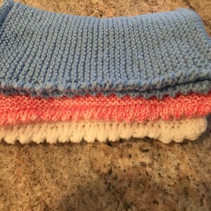 Hand Knitted, hand made baby baby blanket, that will bring comfort to your baby for years to come. A Memorable gift. image 6