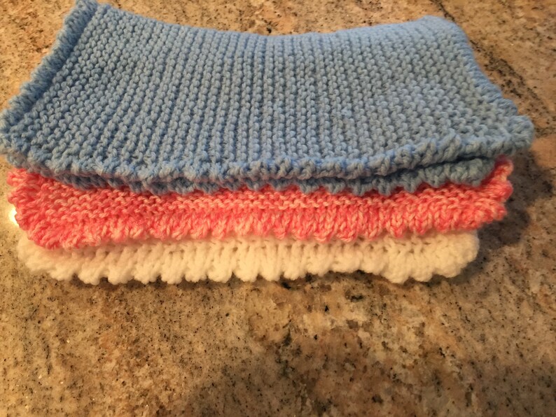 Hand Knitted, hand made baby baby blanket, that will bring comfort to your baby for years to come. A Memorable gift. image 6