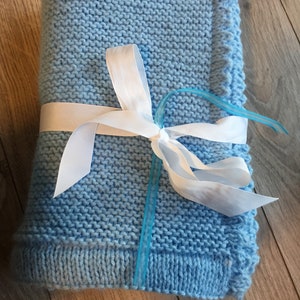 Hand Knitted, hand made baby baby blanket, that will bring comfort to your baby for years to come. A Memorable gift. image 2