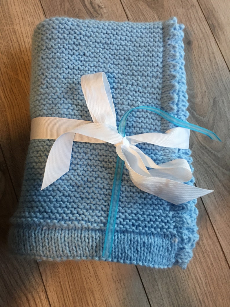 Hand Knitted, hand made baby baby blanket, that will bring comfort to your baby for years to come. A Memorable gift. image 2