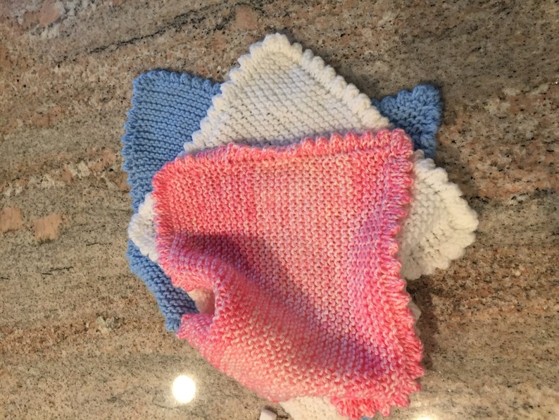 Hand Knitted, hand made baby baby blanket, that will bring comfort to your baby for years to come. A Memorable gift. image 5