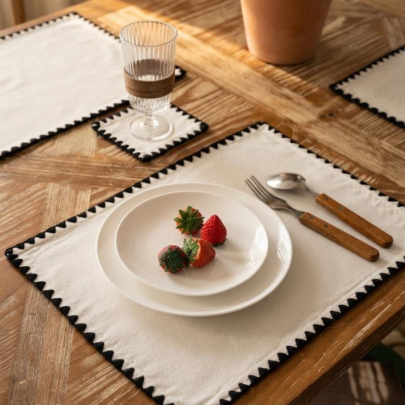 Linen Scalloped Table Mat - Etsy
