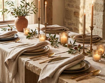 Hemp Linen Napkins Set of 4, Farmhouse Table Linen, Reusable Dinner Napkins, Wedding Table Decor