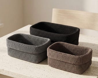 Cotton Rope Woven Storage Basket Set of 2, Bathroom Organizer, Nursery Basket, Shelf Storage Bin, Home Decor
