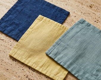 Linen Coasters Set, French Linen Drink Coasters, Coffee Mug Coasters, Farmhouse Table Decor, Handmade Linen Coasters