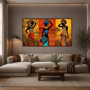 Vibrant African Women Canvas Print, Colorful Wall Art for Living Room, Cultural Decor, Unique Ethnic Style Art for Home, african women art