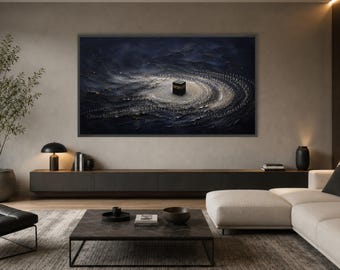 Modern Kaaba Canvas Print, Islamic Art Wall Decor, Home Office Gift