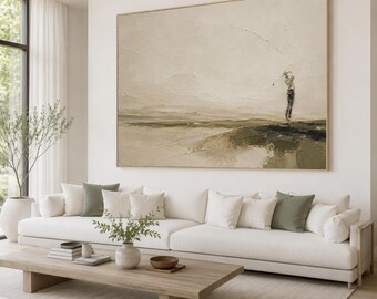 Minimalist Golf Canvas Print, Modern Abstract Sports Artwork, Sage Green Wall Art