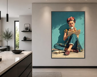 Vintage Woman Reading Canvas Print, Bohemian Wall Art, Book Lover Gift