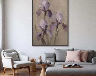 Elegant Purple Iris Canvas Print, Botanical Floral Wall Art, Botanic Decor