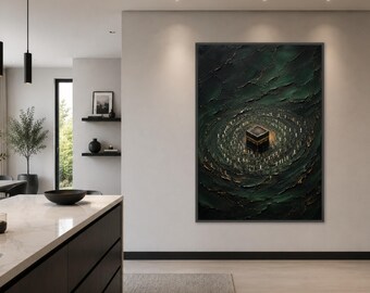 Modern Islamic Art Print, Kaaba Circular Pattern, Spiritual Home Decor