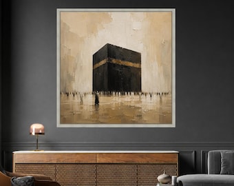 Minimalist Black Cube Canvas Print, Modern Islamic Art, Spiritual Wall Decor