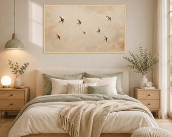 Vintage Bird Canvas Print, Neutral Nature Wall Art, Minimalist Decor