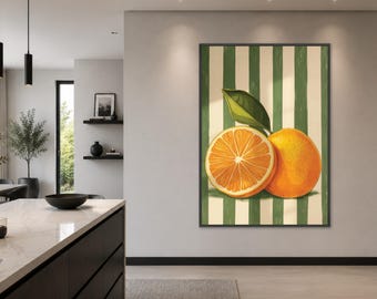 Citrus Fruit Canvas Print, Orange and Lemon Artwork, Kitchen Wall Decor