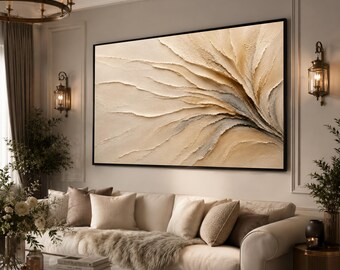 Modern Beige Abstract Canvas Print, Minimalist Wall Art, Neutral Home Decor