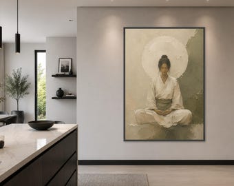 Meditative Woman Canvas Print, Serene Zen Wall Art, Minimalist Home Decor