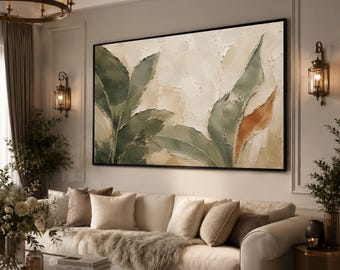Botanical Leaf Canvas Print, Modern Nature Wall Art, Green Decor