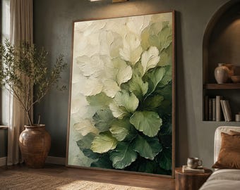 Elegant Leaf Canvas Print, Green Botanical Wall Art for Home Decor, Nature-Inspired Artwork for Living Room or Office, leaf print
