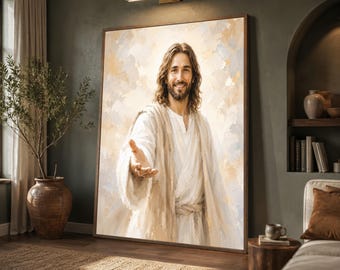 Inspirational Jesus Canvas Print, Faithful Spiritual Home Decor, Uplifting Wall Art